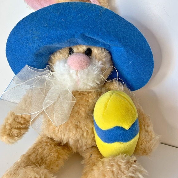 Hares in Hats Easter Bunny Rabbit 12” Beanbag Plush Gibson Greetings 1998 - Picture 2 of 7